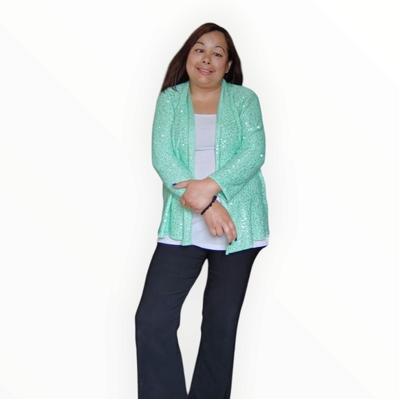 Sparkling Green Sequin Cardigan - Picture 6 of 16